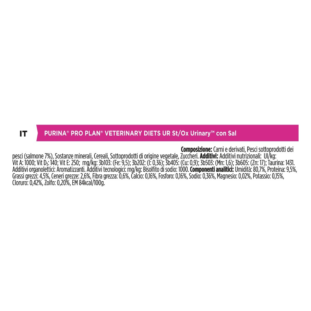 PURINA PRO PLAN® VETERINARY DIETS umido gatto UR Urinary St/Ox - salmone