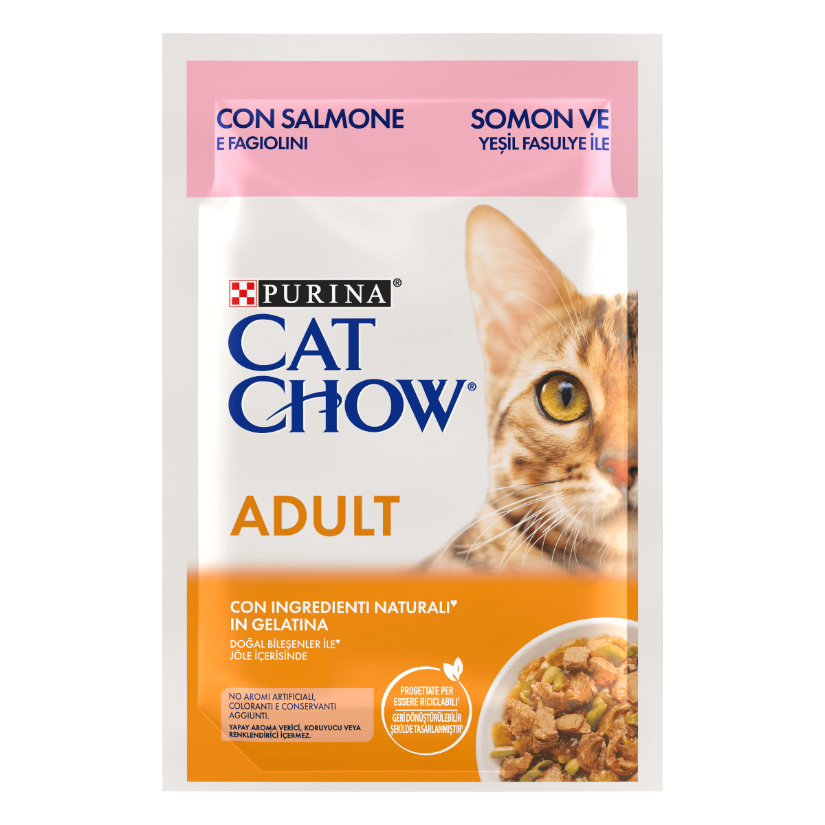 Cat Chow® Adult Teneri Pezzetti in Gelatina con Salmone e Fagiolini