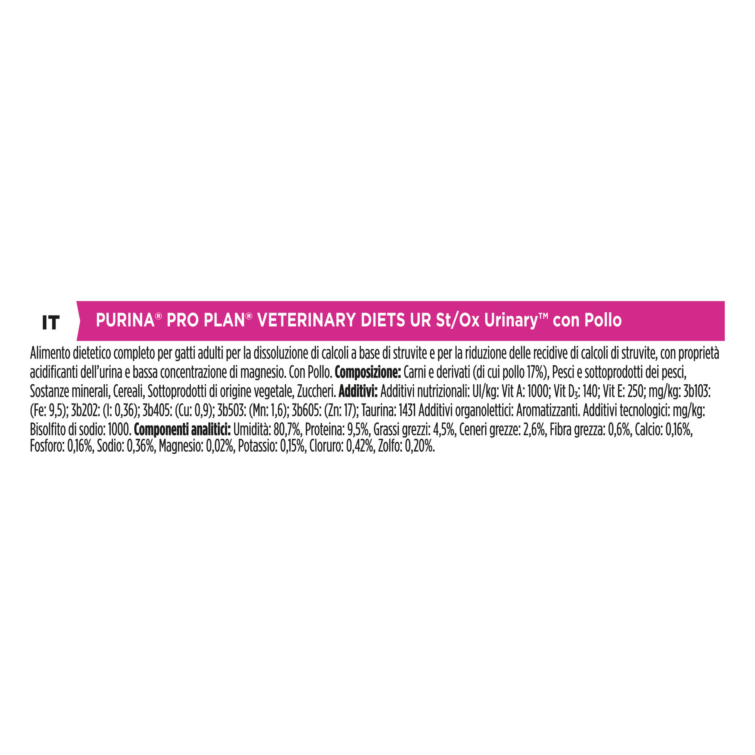 PURINA PRO PLAN® VETERINARY DIETS umido gatto UR Urinary St/Ox - pollo