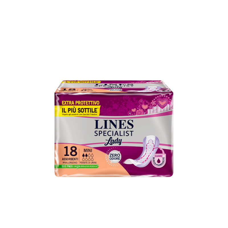 Acquista online Lines Specialist MiniUltra Mini | Linea prodotto Leggere e Medie per donna. Lines Specialist, prodotti per perdite di urina Assorbenti Femminili Lady Mini