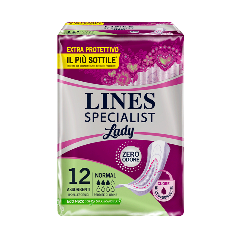 Acquista online Lines Specialist NormalUltra Mini | Linea prodotto Leggere e Medie per donna. Lines Specialist, prodotti per perdite di urina Assorbenti Femminili Lady Normal