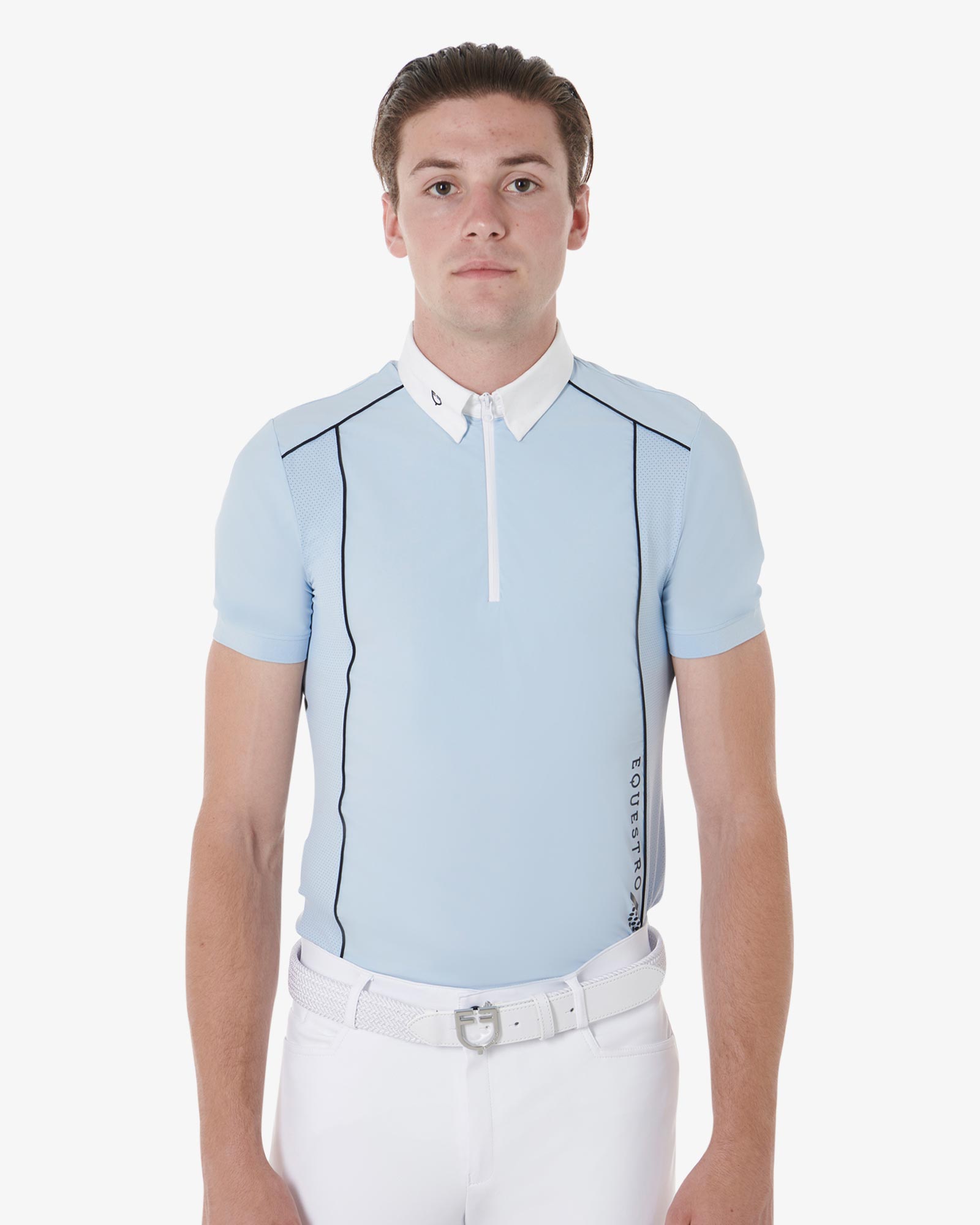Polo uomo slim fit tessuto tecnico con piping