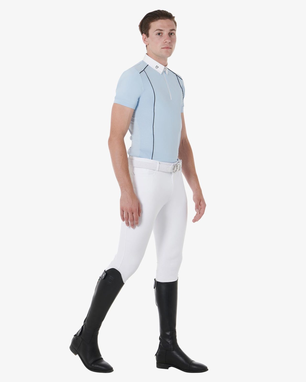 Polo uomo slim fit tessuto tecnico con piping