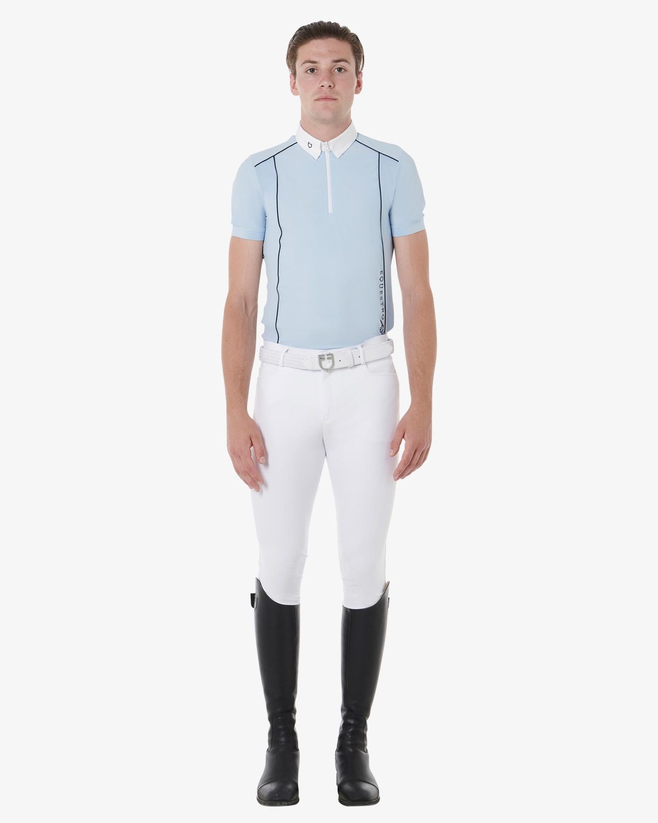 Polo uomo slim fit tessuto tecnico con piping