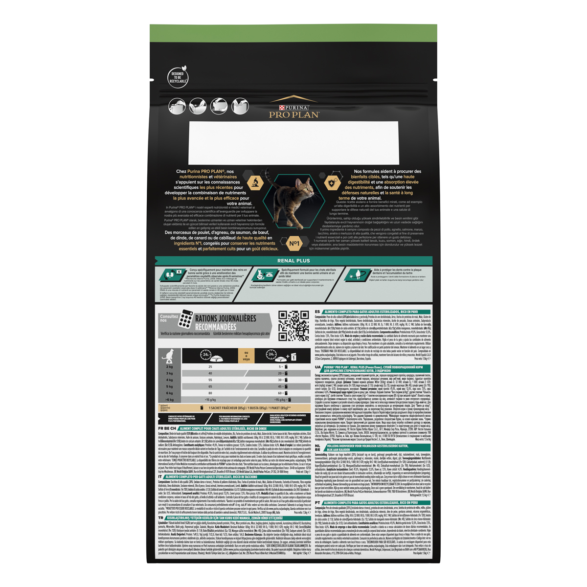 PURINA PRO PLAN® Sterilised Adult 1+ Renal Plus Ricco In Tacchino
