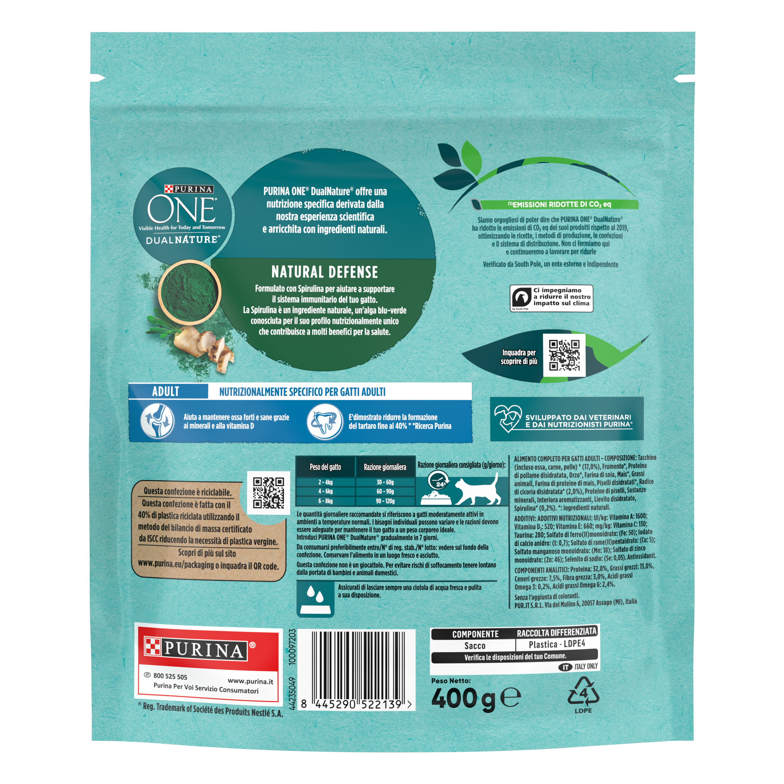 PURINA ONE® DualNature Adult 400g Tacchino