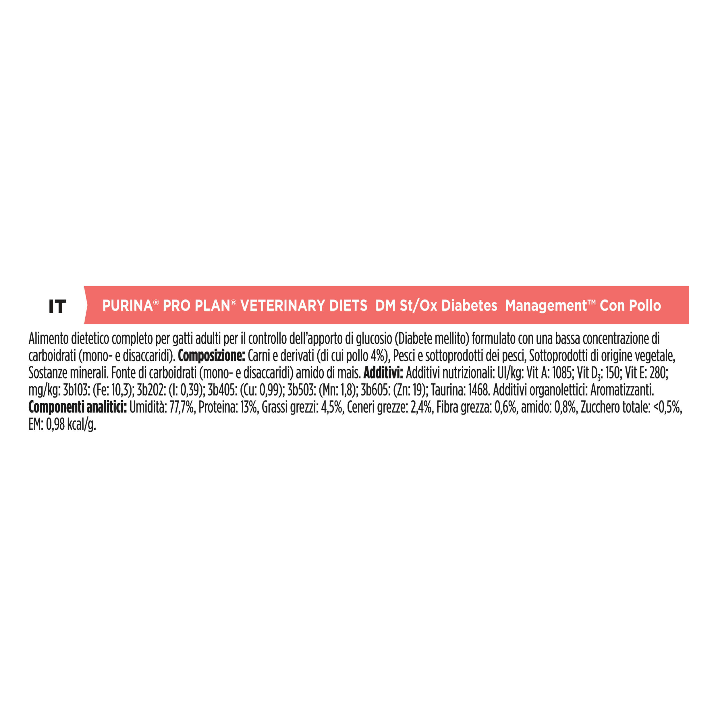 PURINA PRO PLAN® VETERINARY DIETS umido gatto DM Diabetes Management St/Ox - pollo