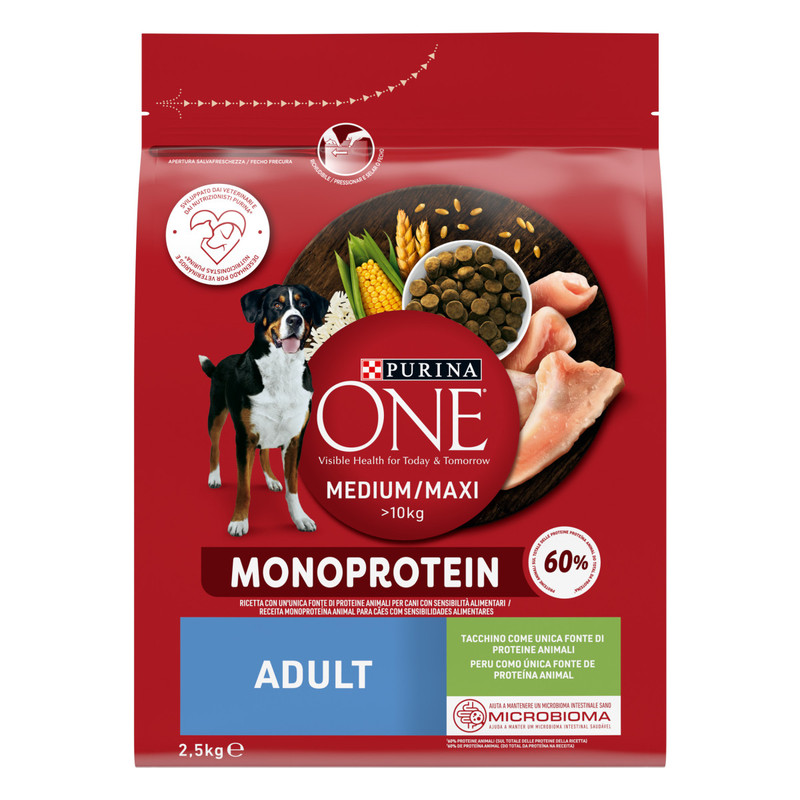 Purina ONE MEDIUM/MAXI Monoprotein 2,5kg Tacchino | PURINA Shop 2,5kg
