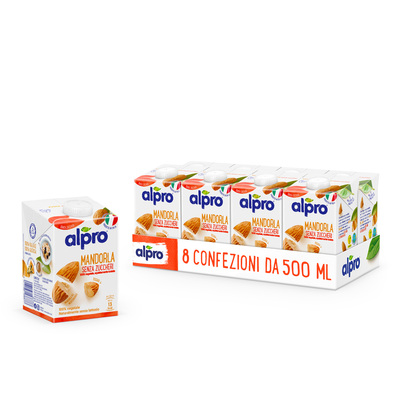 ALPRO SENZA ZUCCHERI, Bevanda Vegetale alla Mandorla 8x500ml