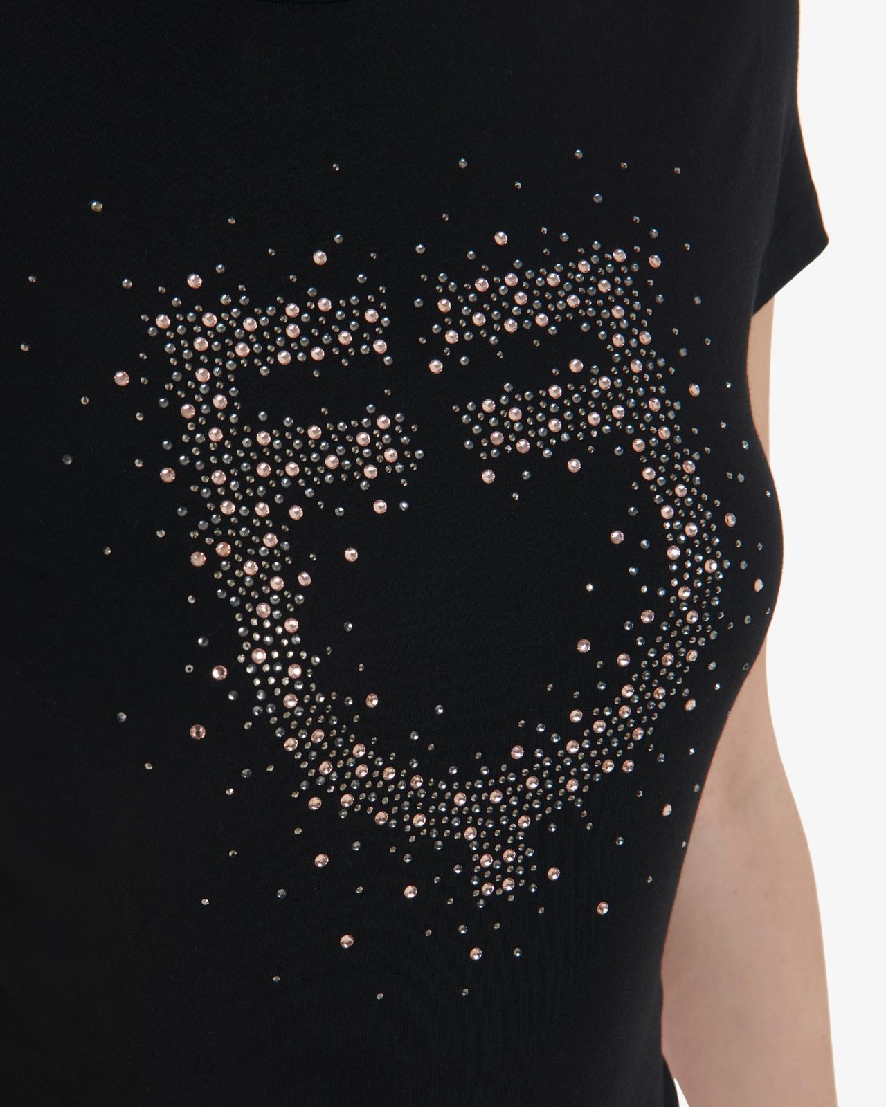 T-shirt donna slim fit logo strass rosa