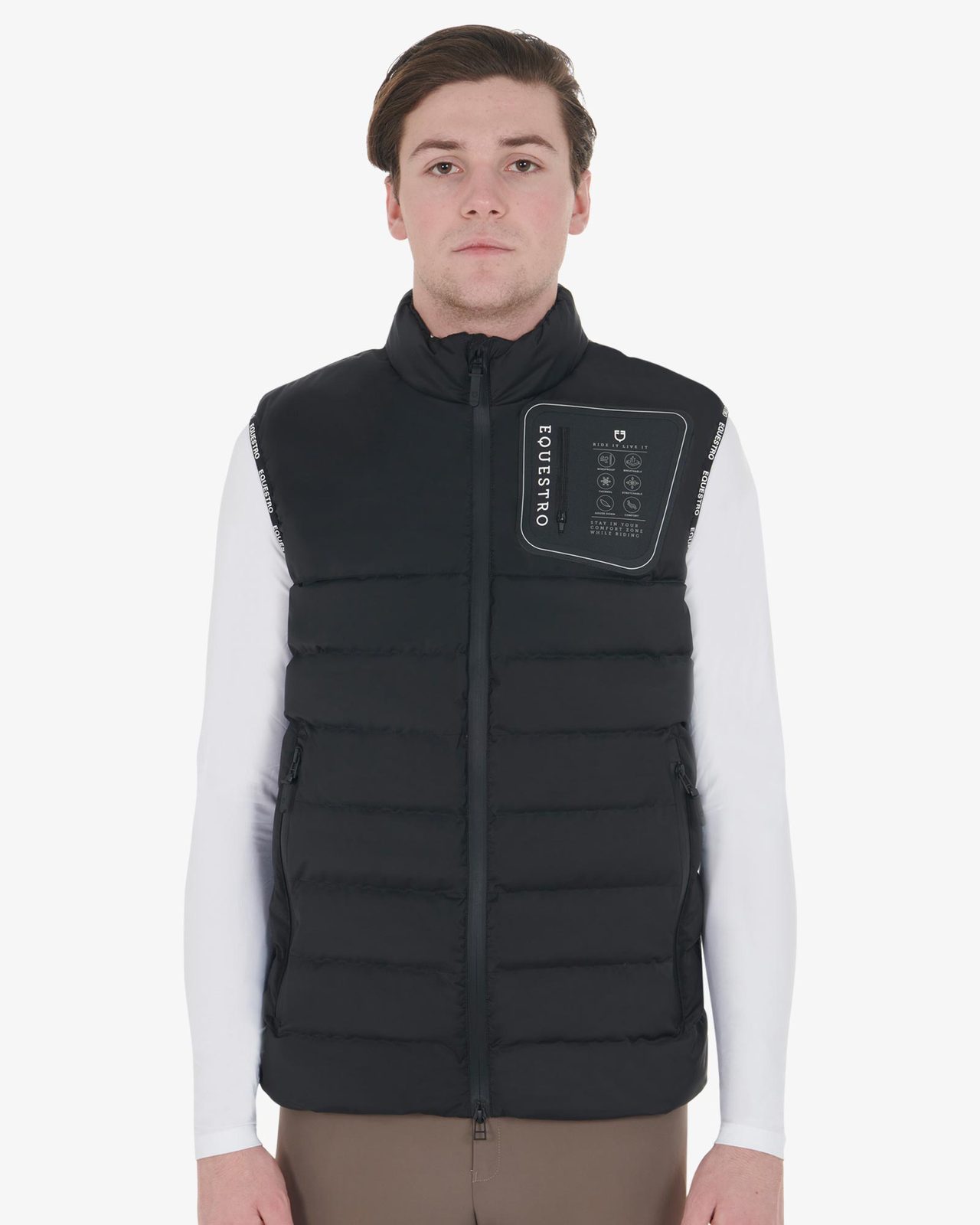 Men's stretch fabric vest silicone patch