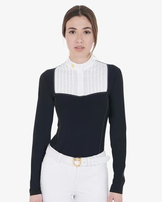 Polo donna slim fit da concorso con strass