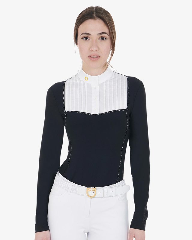 Women's slim fit competition polo shirt rhinestones