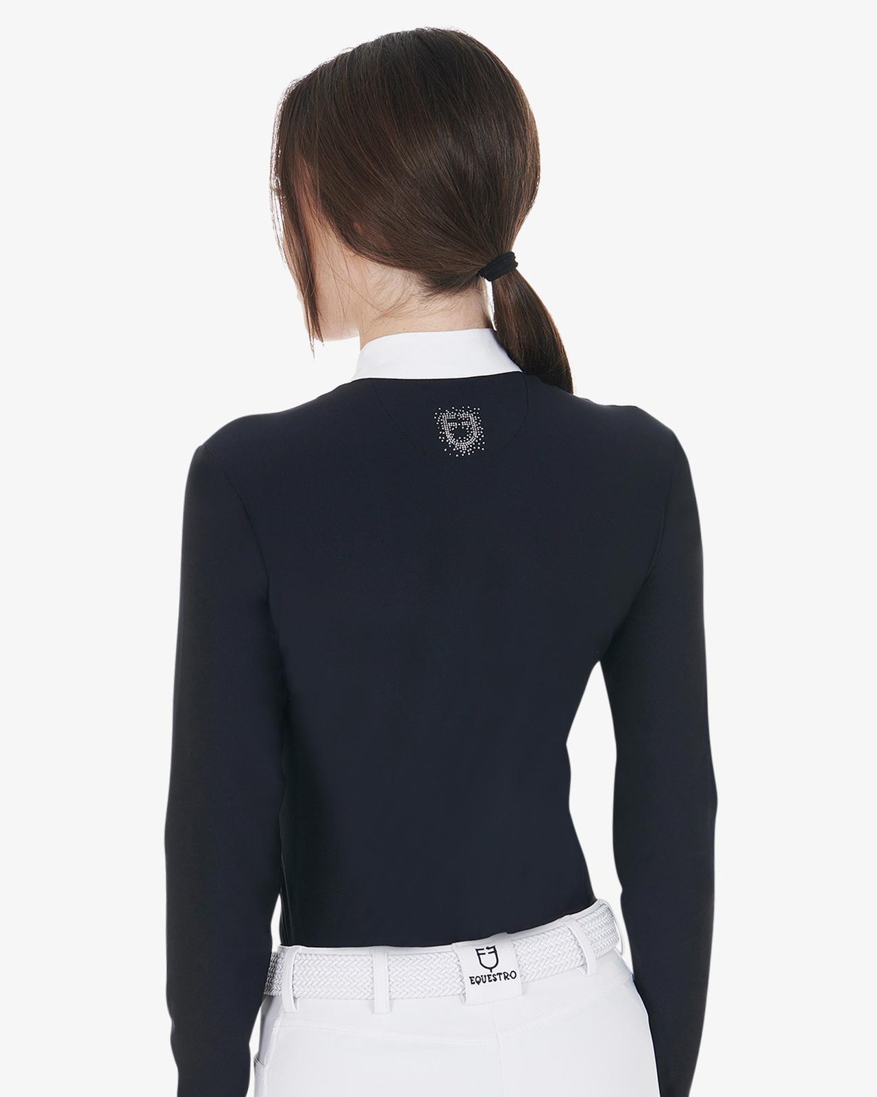 Polo donna slim fit da concorso con strass