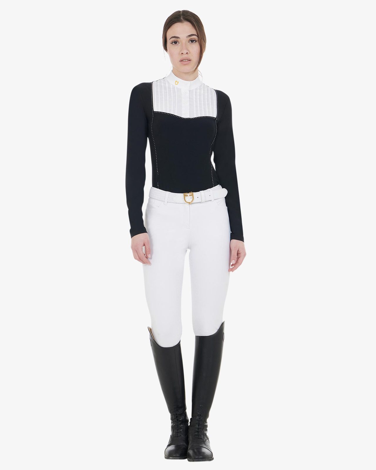 Polo donna slim fit da concorso con strass