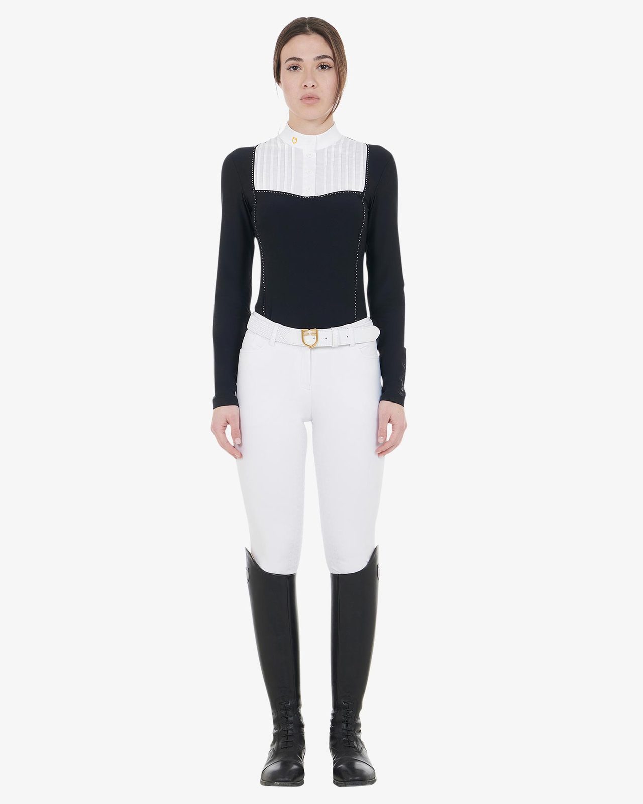 Polo donna slim fit da concorso con strass