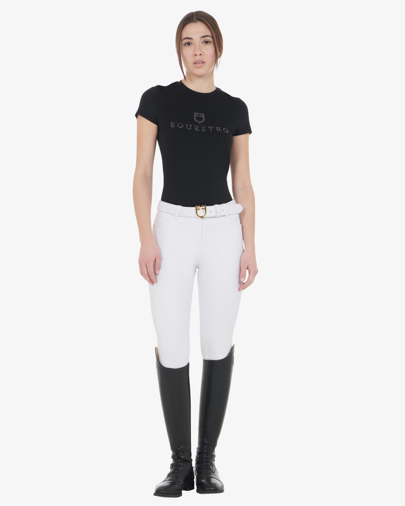 Polo de concours manches courtes femme Perforated Jersey Inserts blanc Cavalleria Toscana | OHLALA