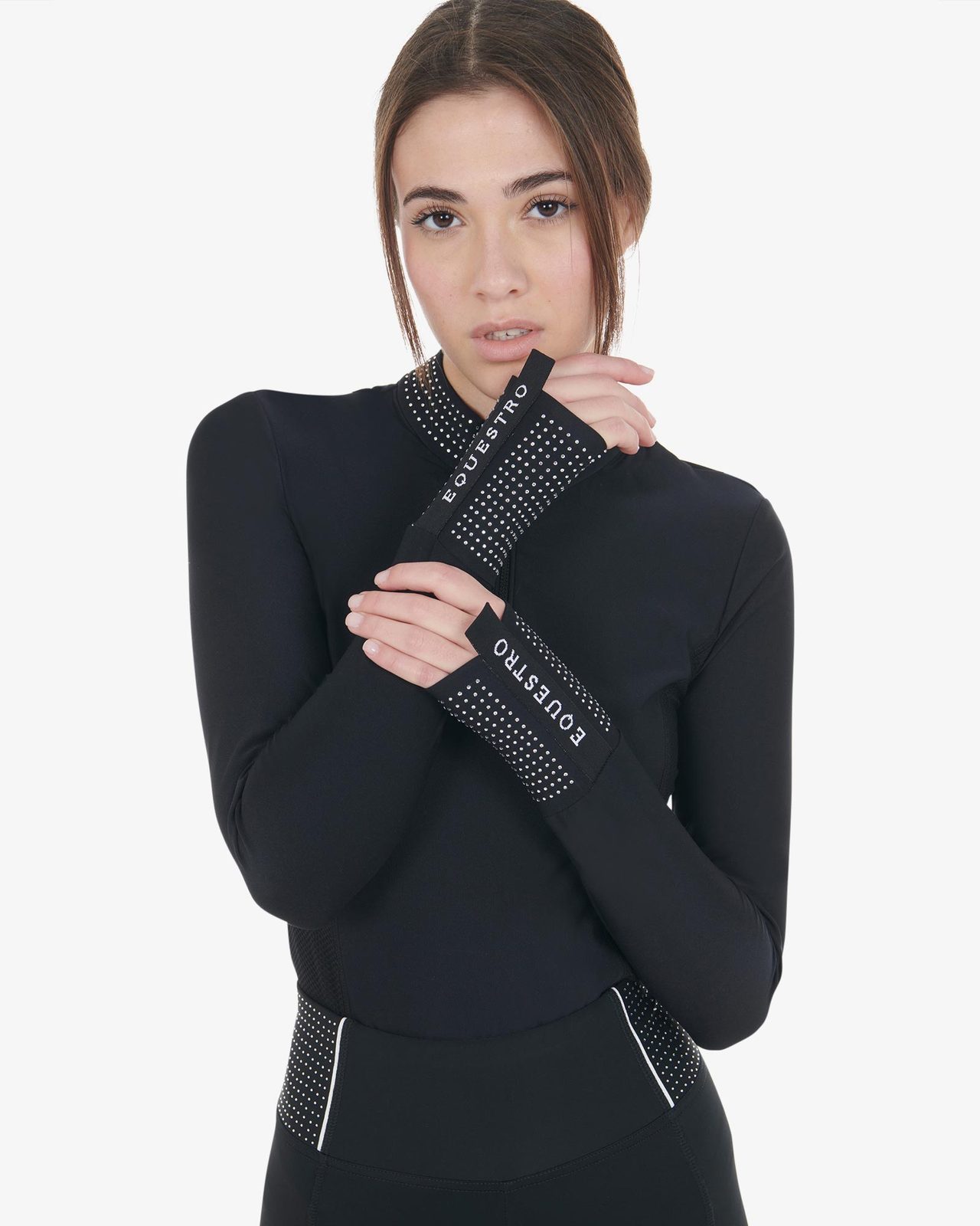 Polo tecnica donna da allenamento con strass