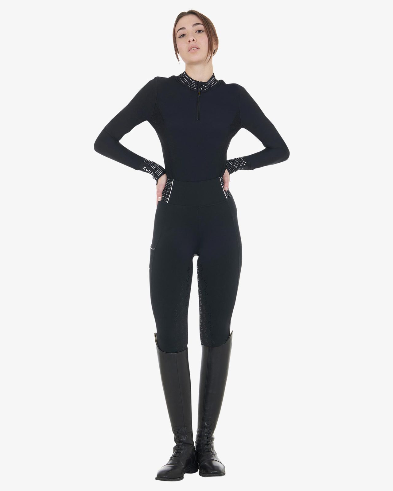Polo tecnica donna da allenamento con strass