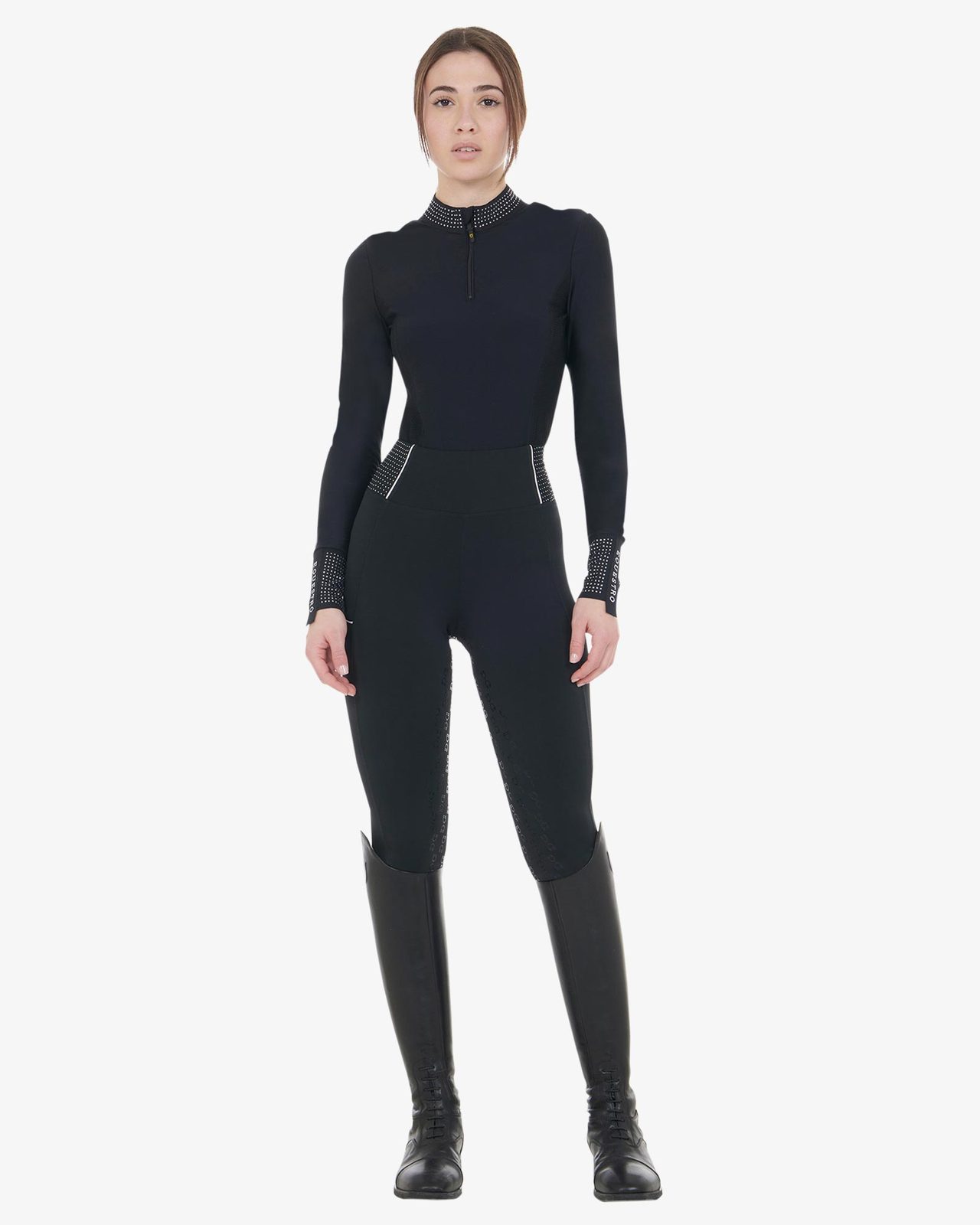 Polo tecnica donna da allenamento con strass