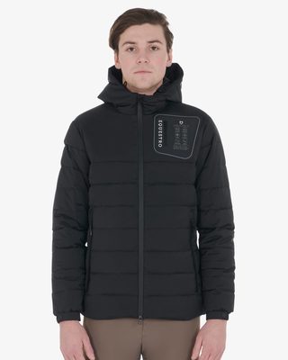 Men's stretch fabric down jacket silicone patch