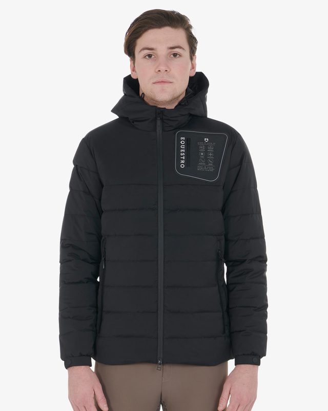 Giacca piumino uomo tessuto elasticizzato con patch siliconica