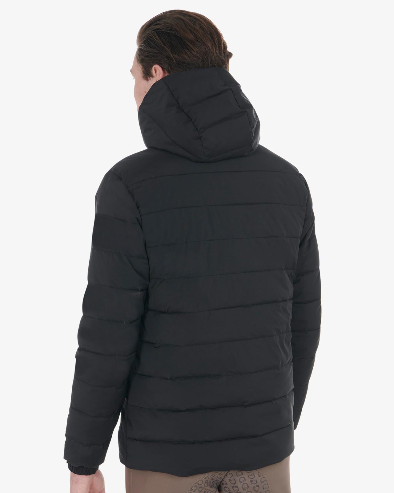 Men's stretch fabric down jacket silicone patch