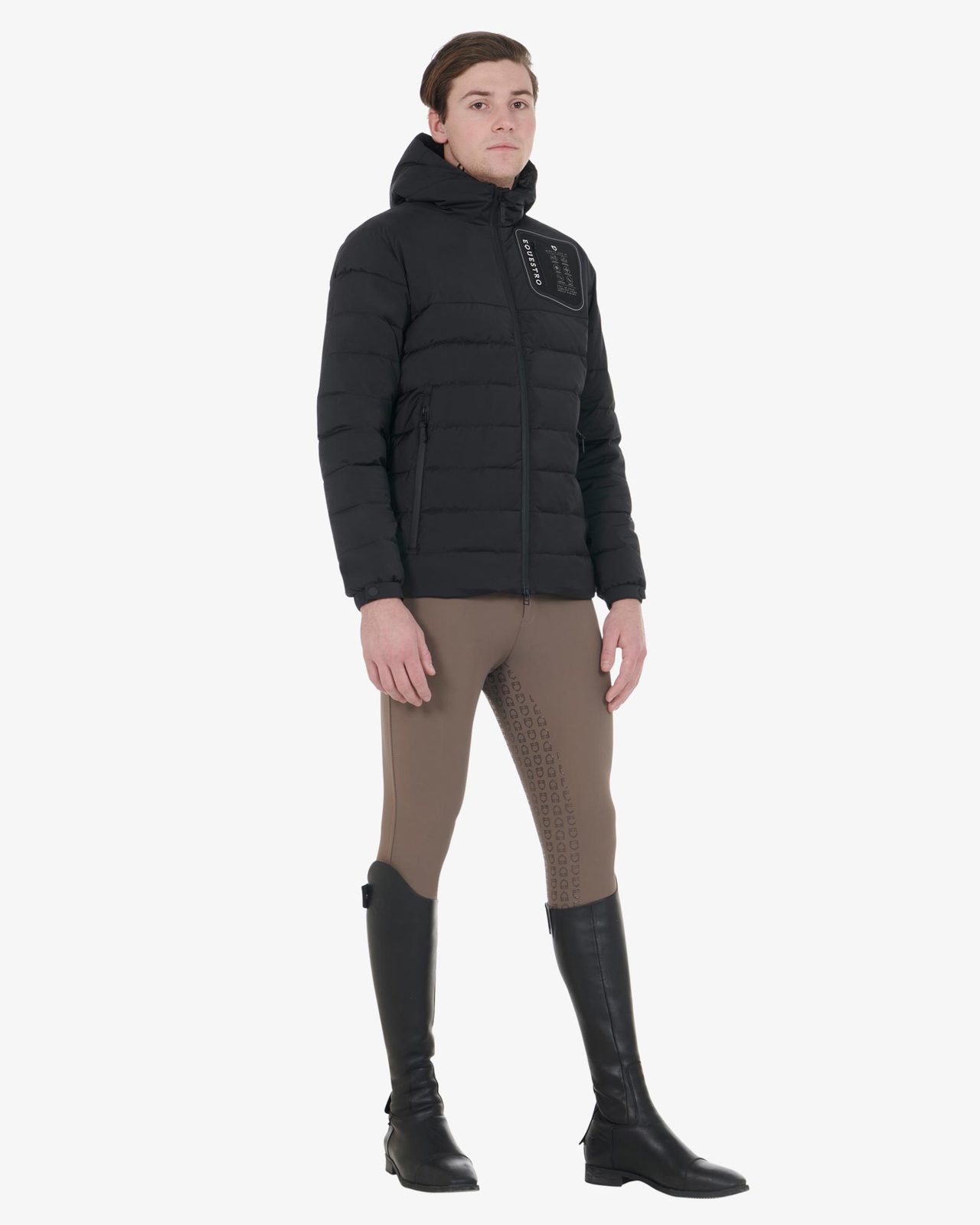 Men's stretch fabric down jacket silicone patch