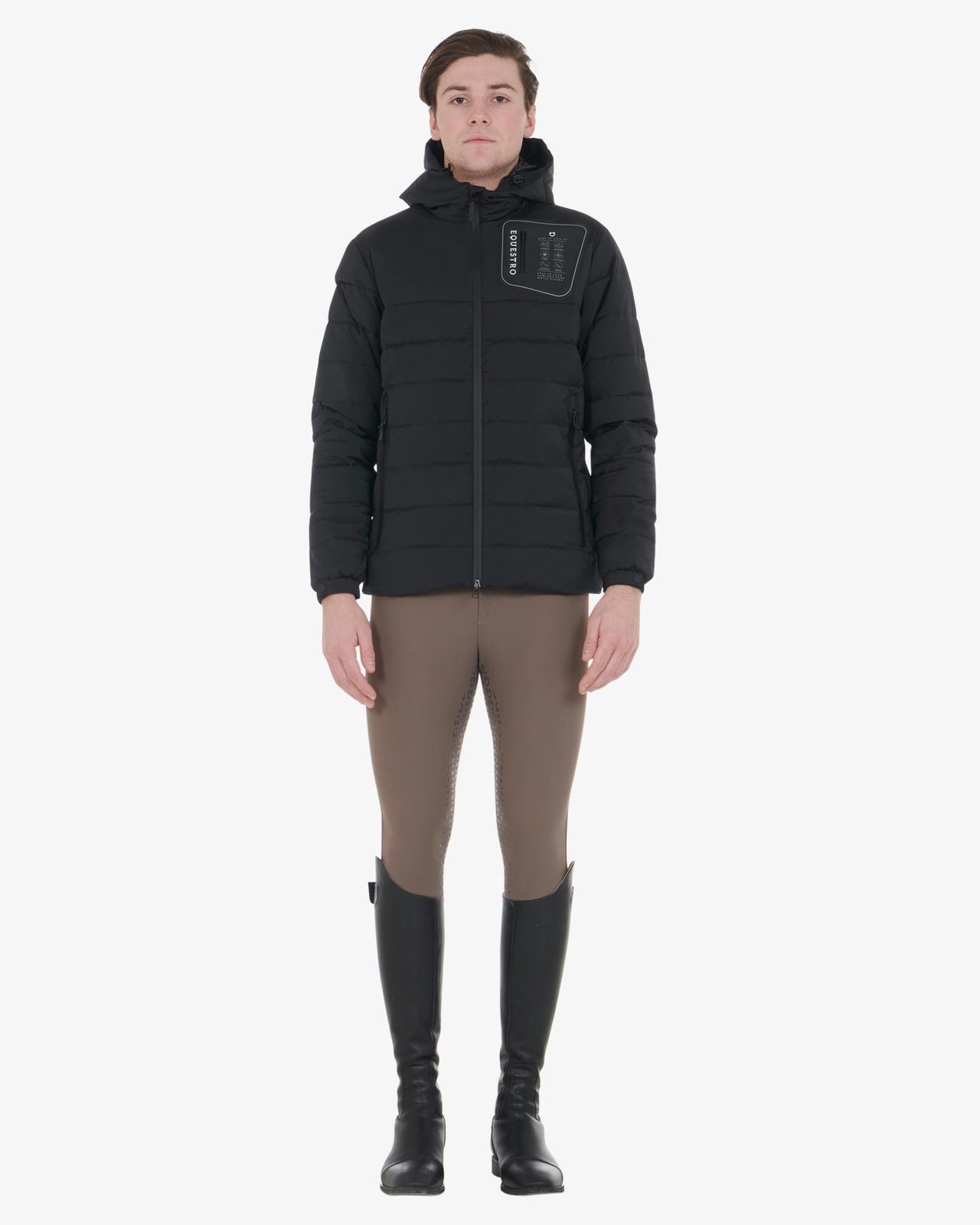 Men's stretch fabric down jacket silicone patch