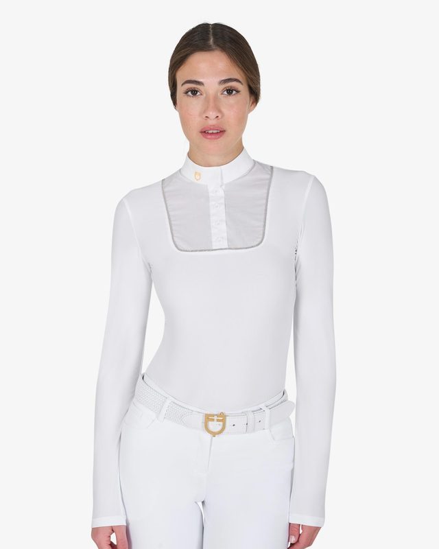 Women's slim fit buttoned competition polo shirt
