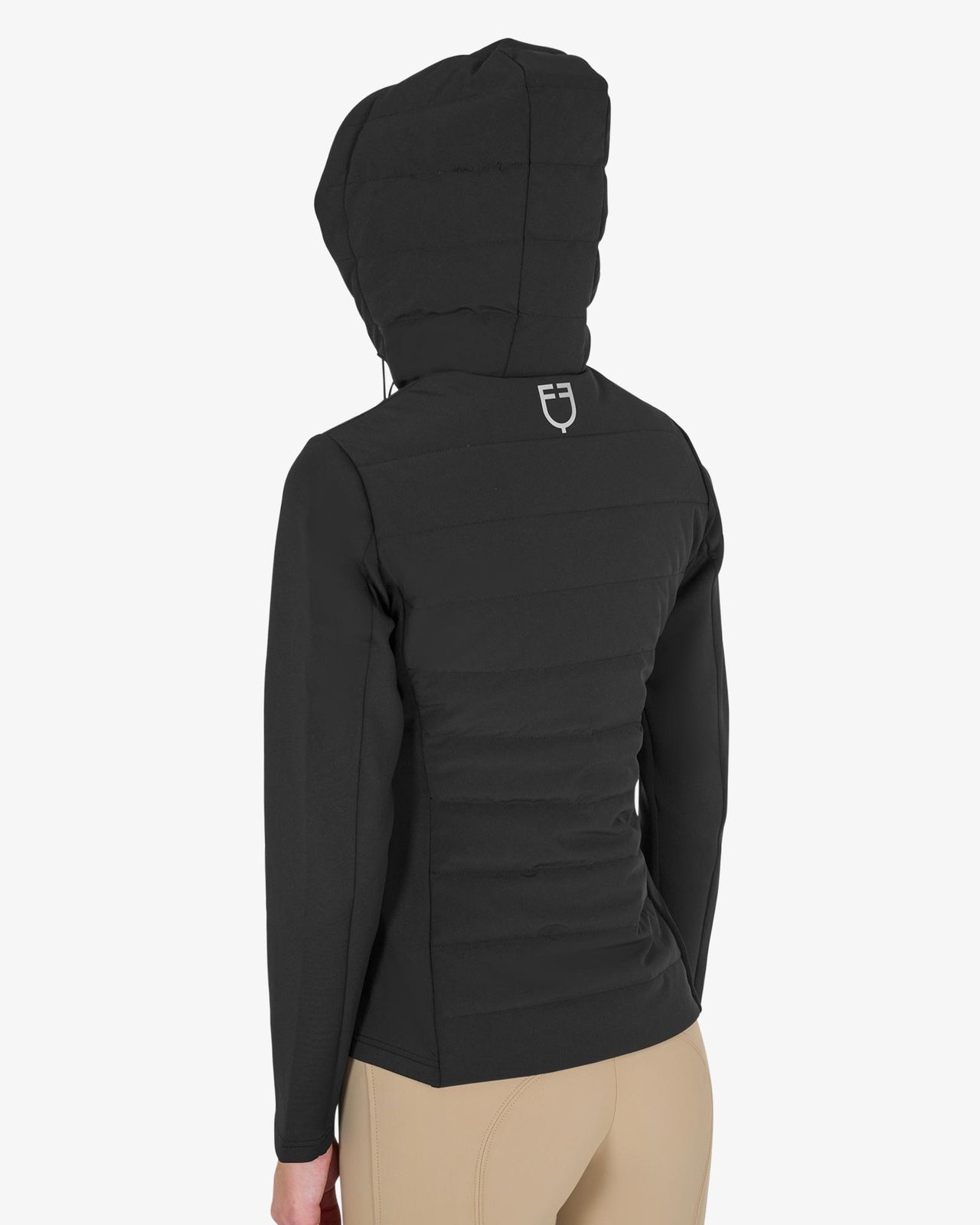 Women's hooded down jacket technical blend