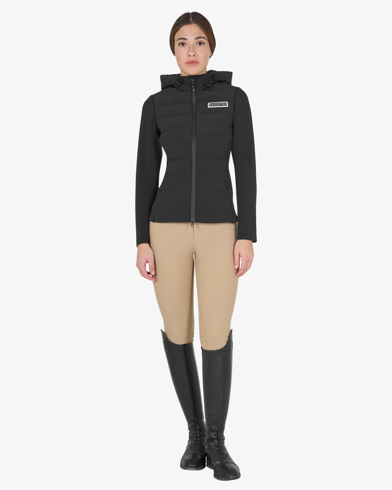 Women's hooded down jacket technical blend
