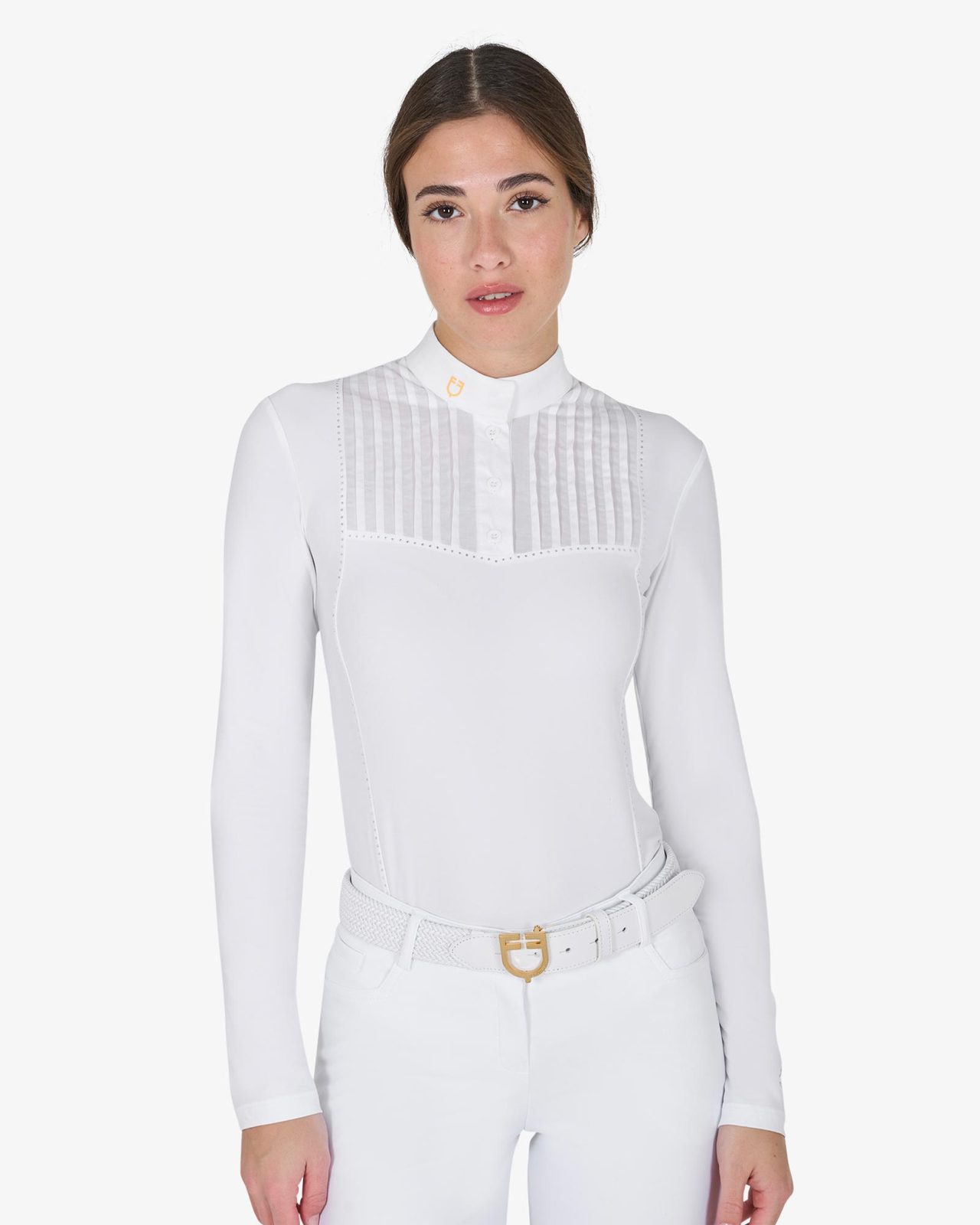 Polo donna slim fit da concorso con strass