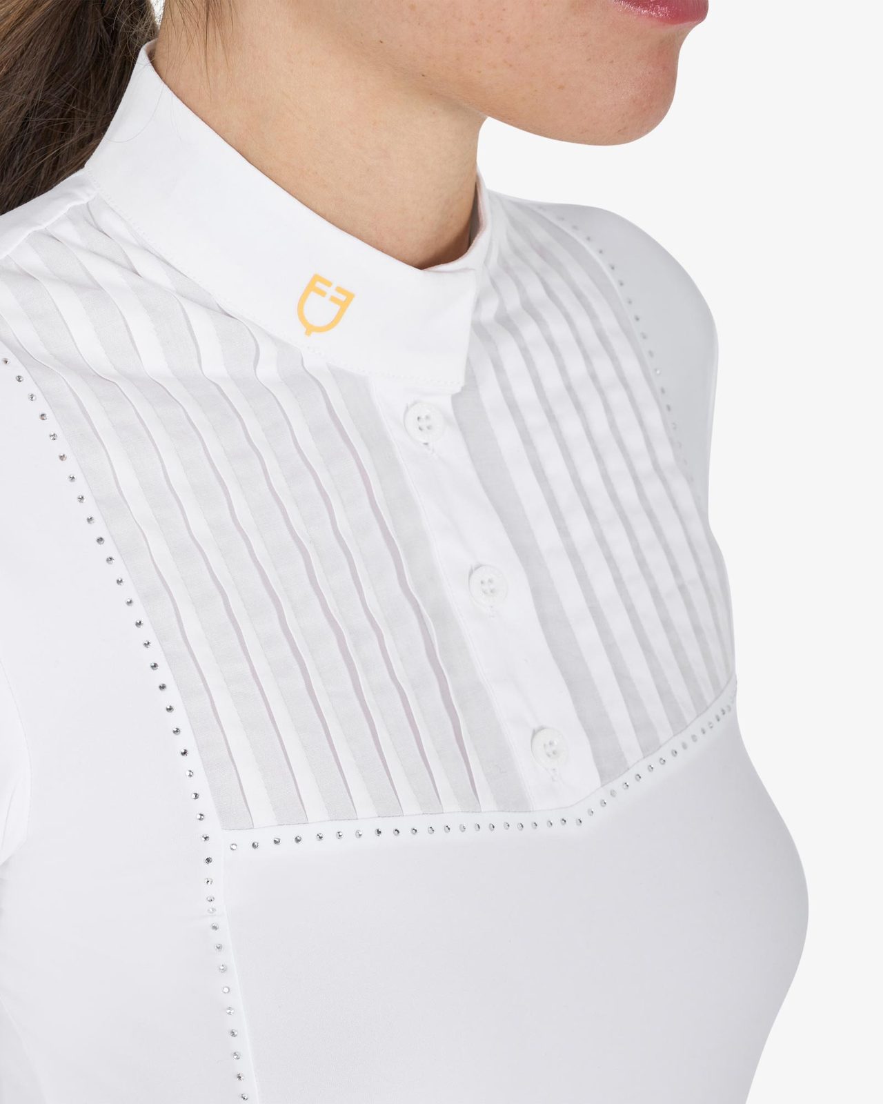 Polo donna slim fit da concorso con strass
