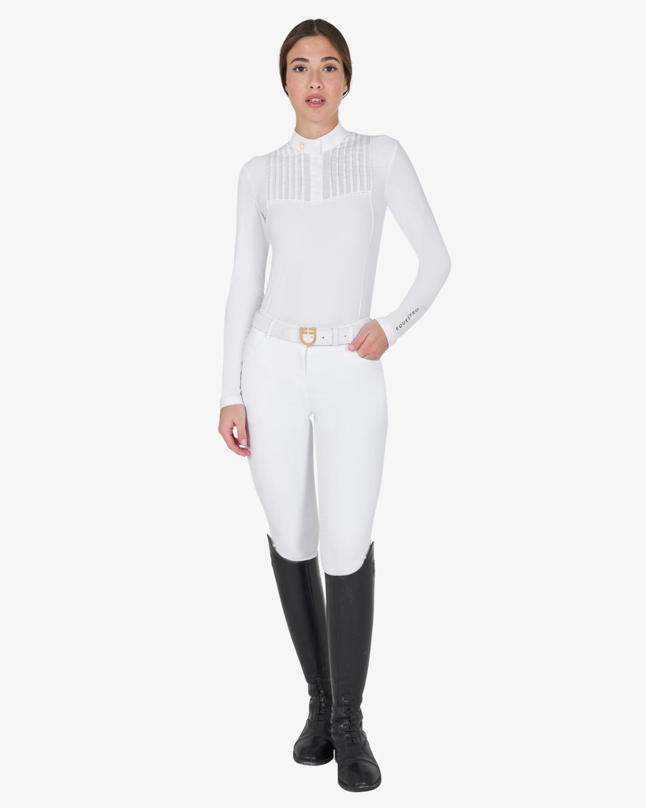 Polo donna slim fit da concorso con strass