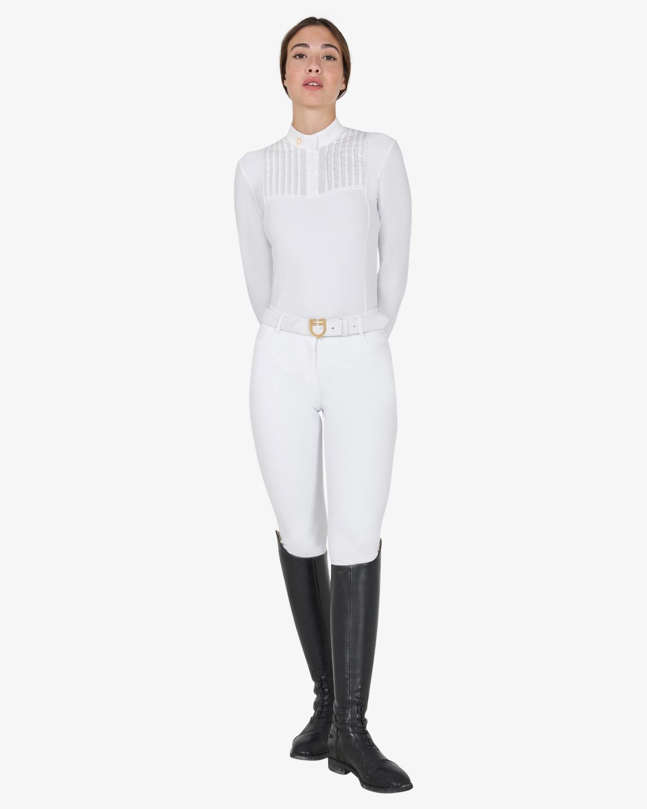 Polo donna slim fit da concorso con strass
