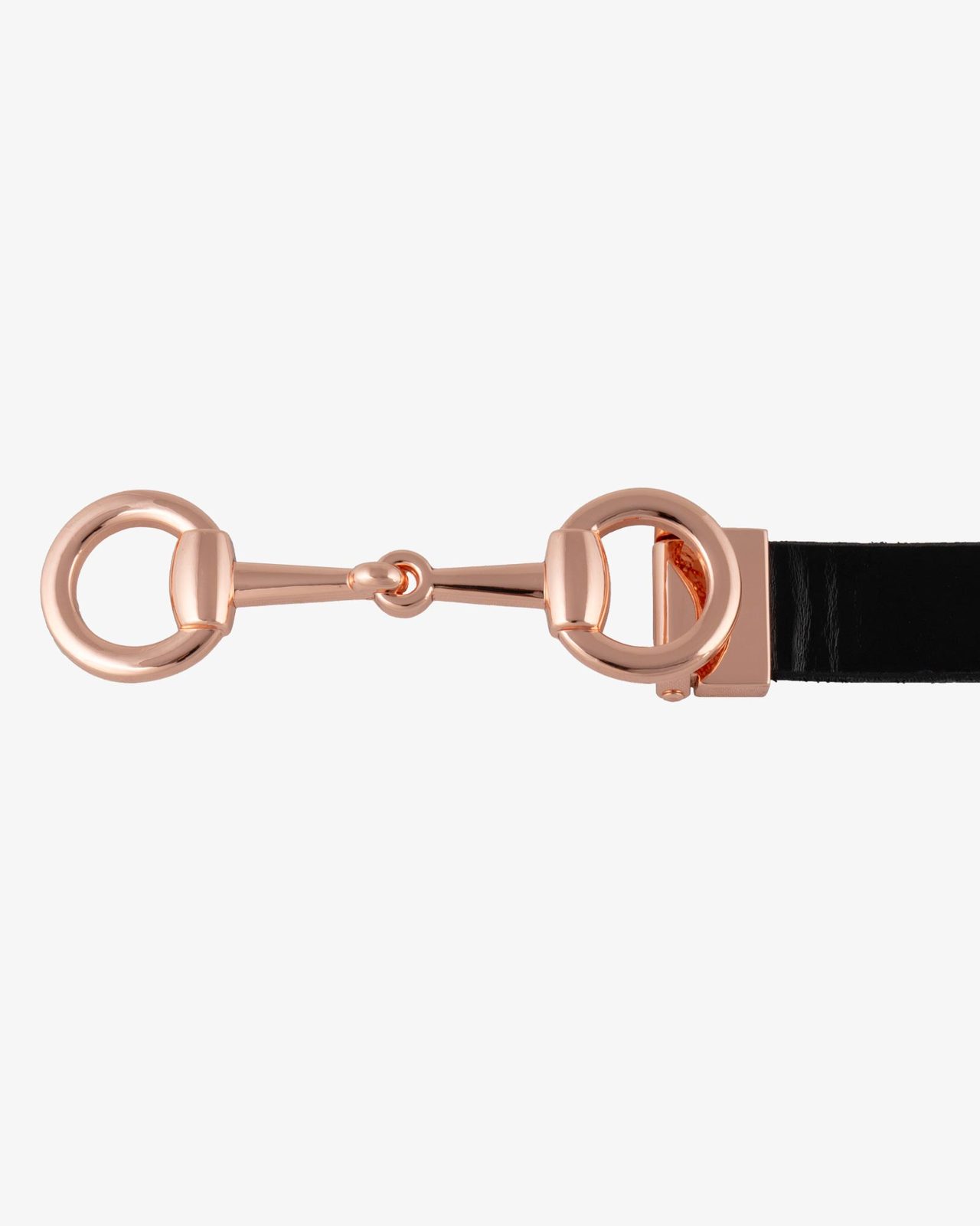Women's glossy belt with snaffle bit buckle