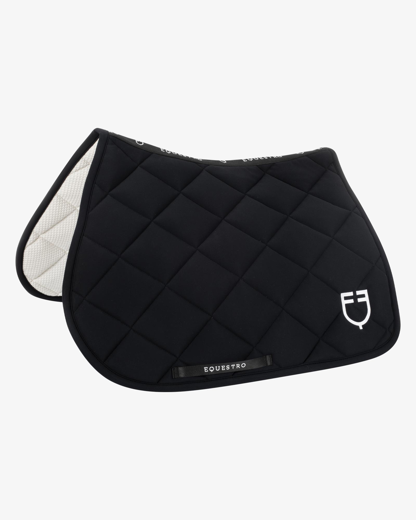 Jumping saddle pad with embroidered logo black line edition