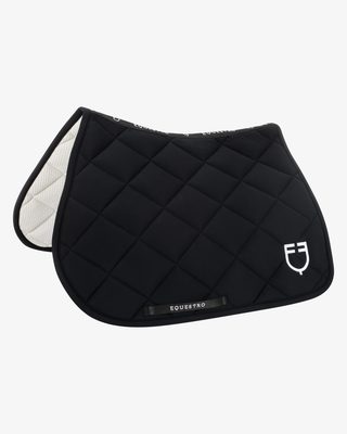 Jumping saddle pad with embroidered logo black line edition