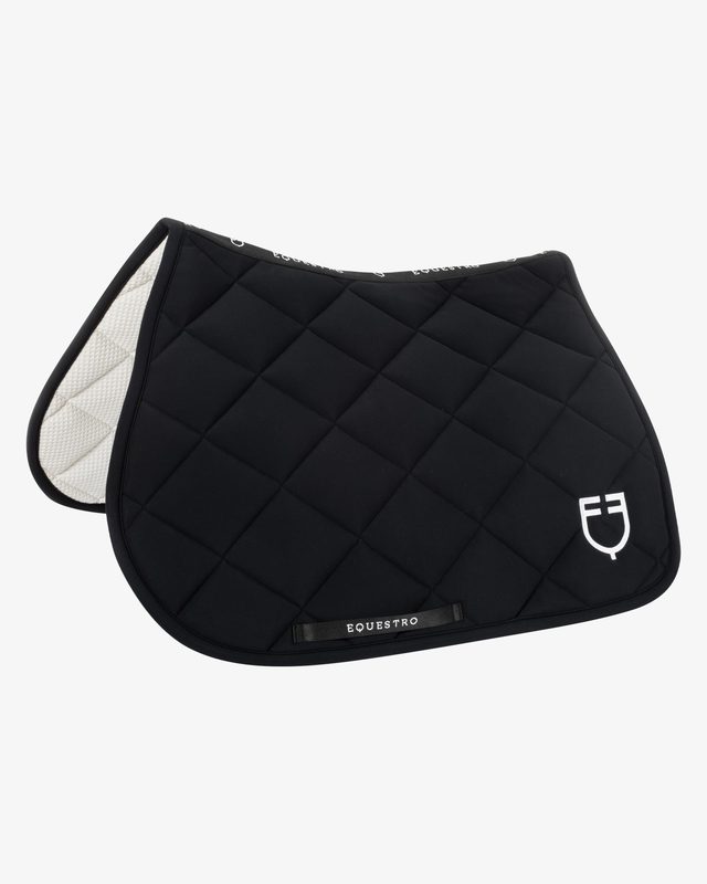Jumping saddle pad with embroidered logo black line edition