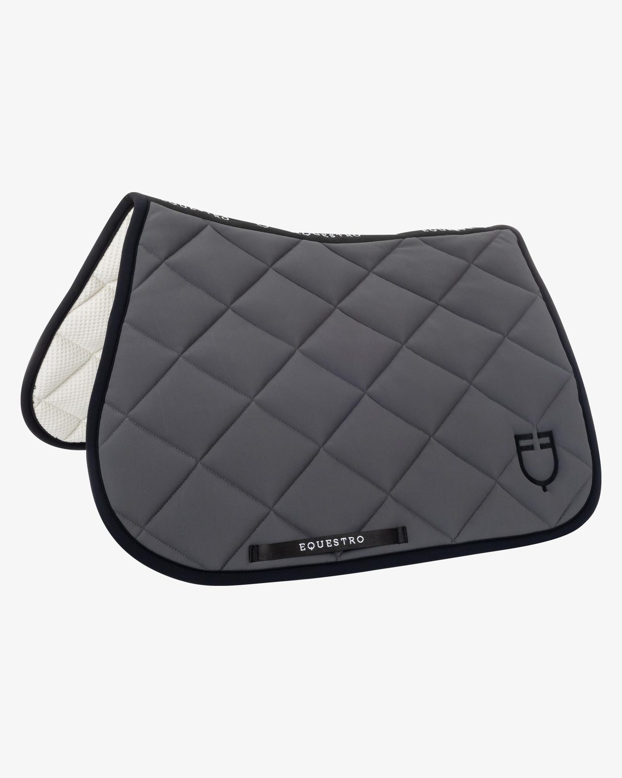 Jumping saddle pad with embroidered logo black line edition