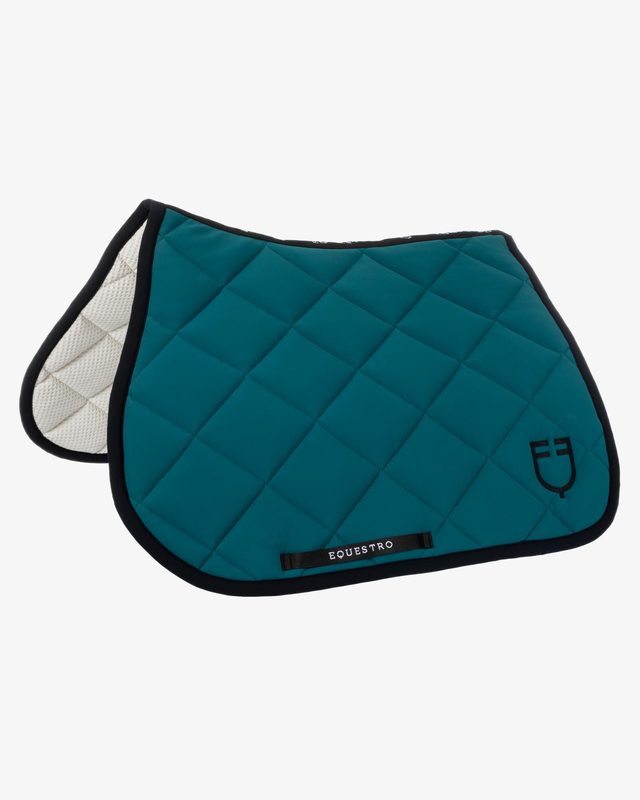 Jumping saddle pad with embroidered logo black line edition