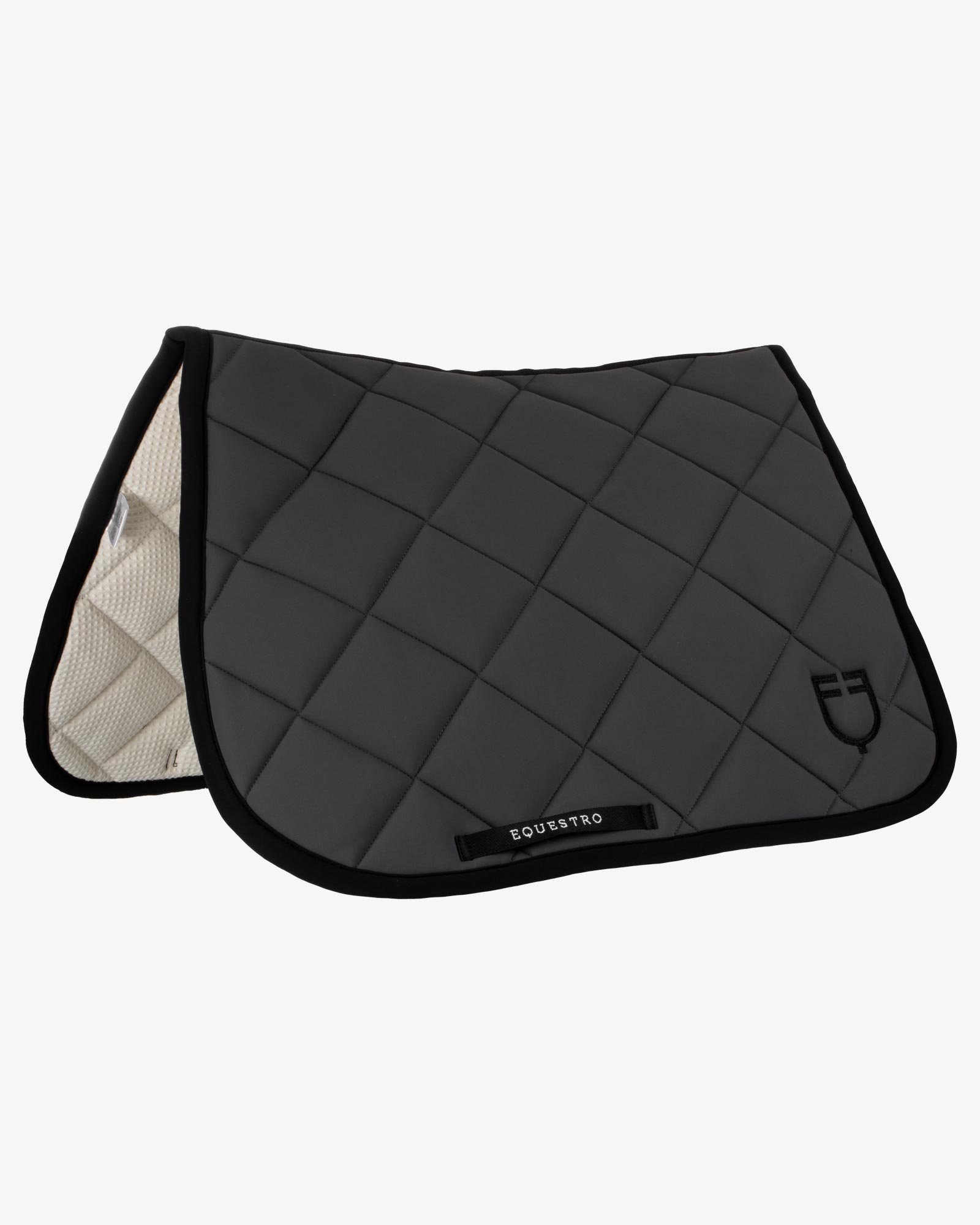 Jumping saddle pad with embroidered logo black line edition