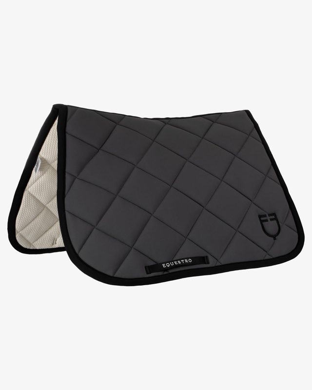 Jumping saddle pad with embroidered logo black line edition