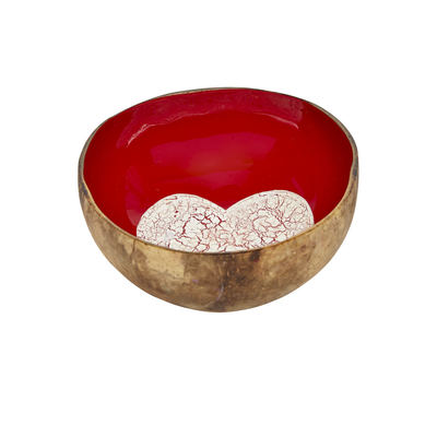 Ciotola di cocco laccata rossa Cuore