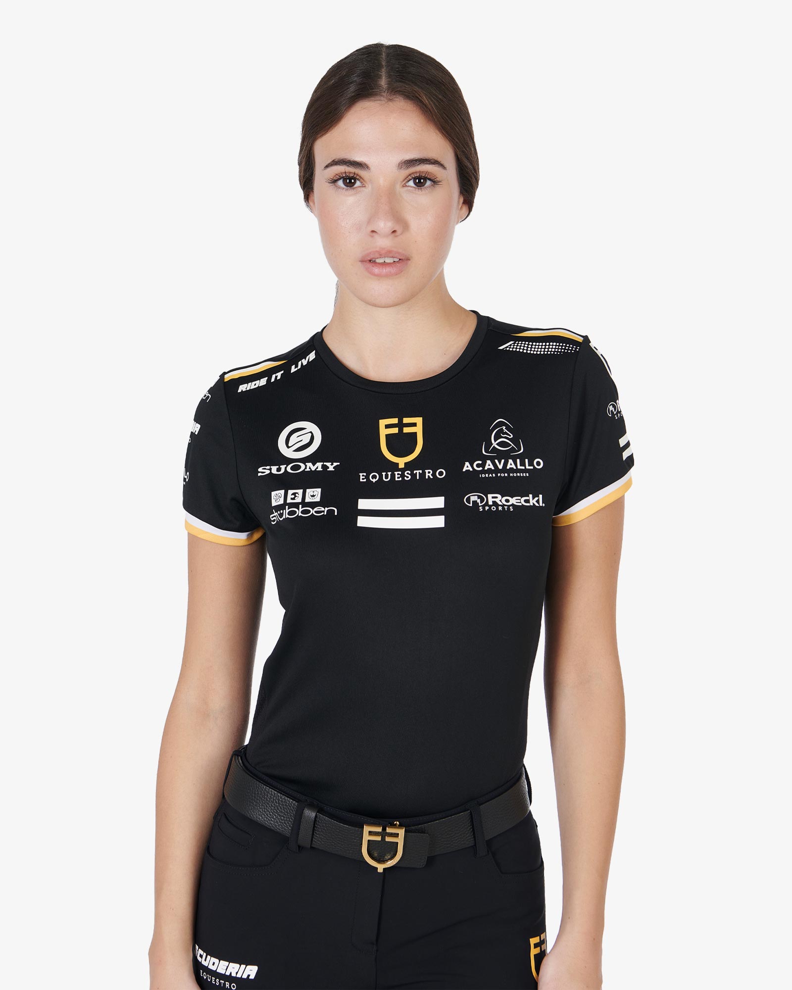 T-shirt donna multilogo tessuto tecnico
