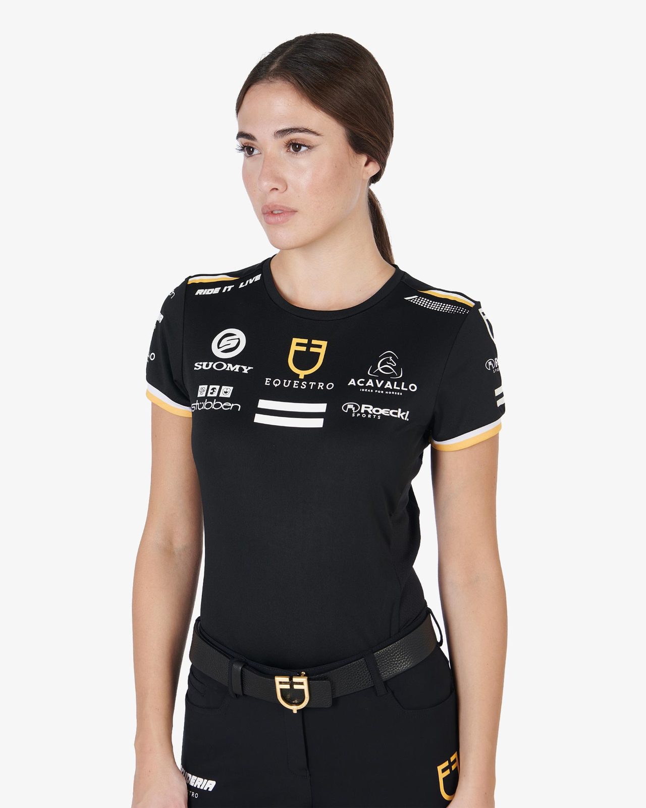 T-shirt donna multilogo tessuto tecnico