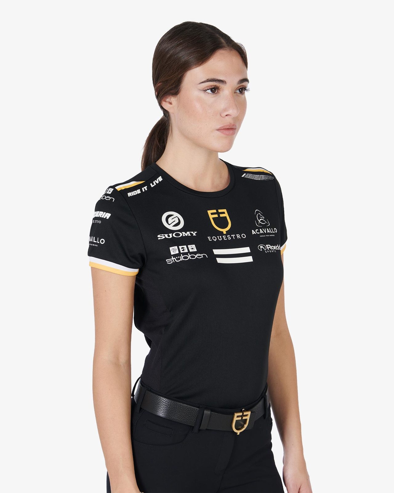 T-shirt donna multilogo tessuto tecnico