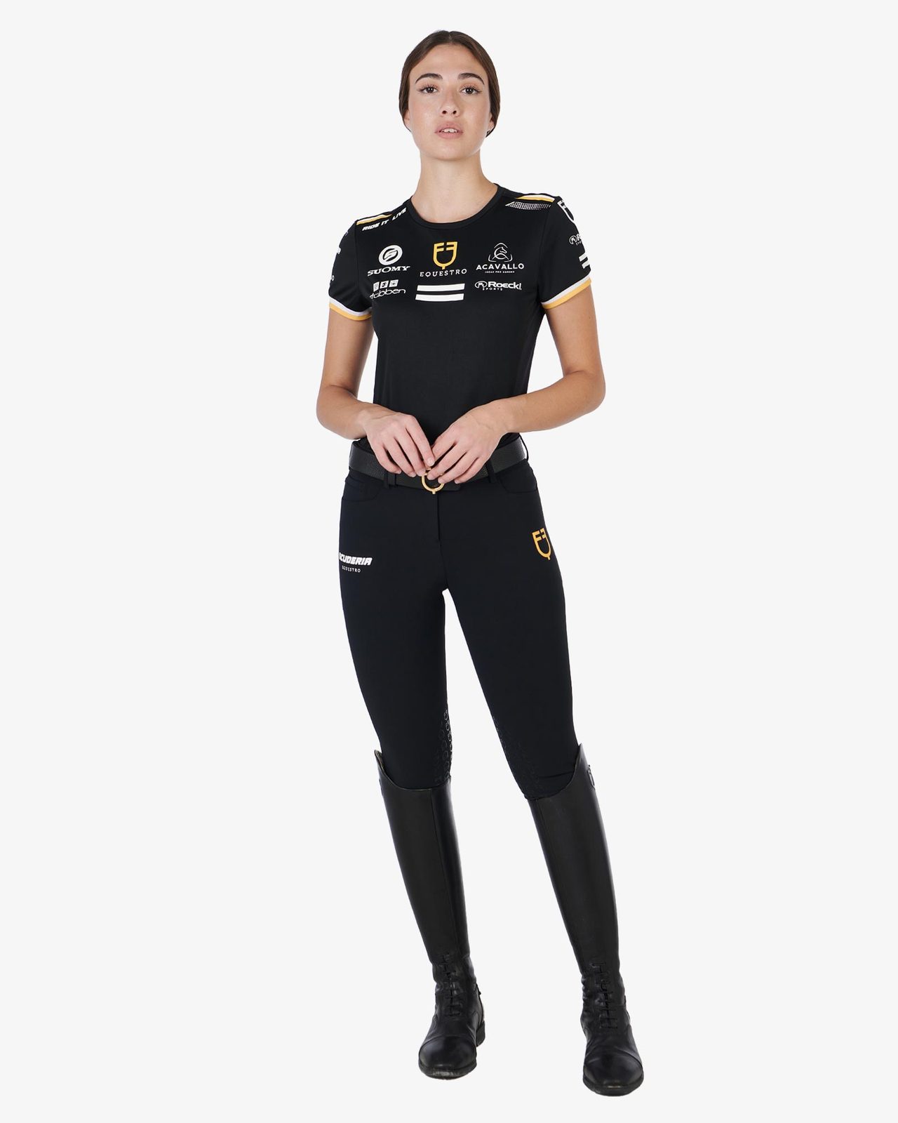 T-shirt donna multilogo tessuto tecnico