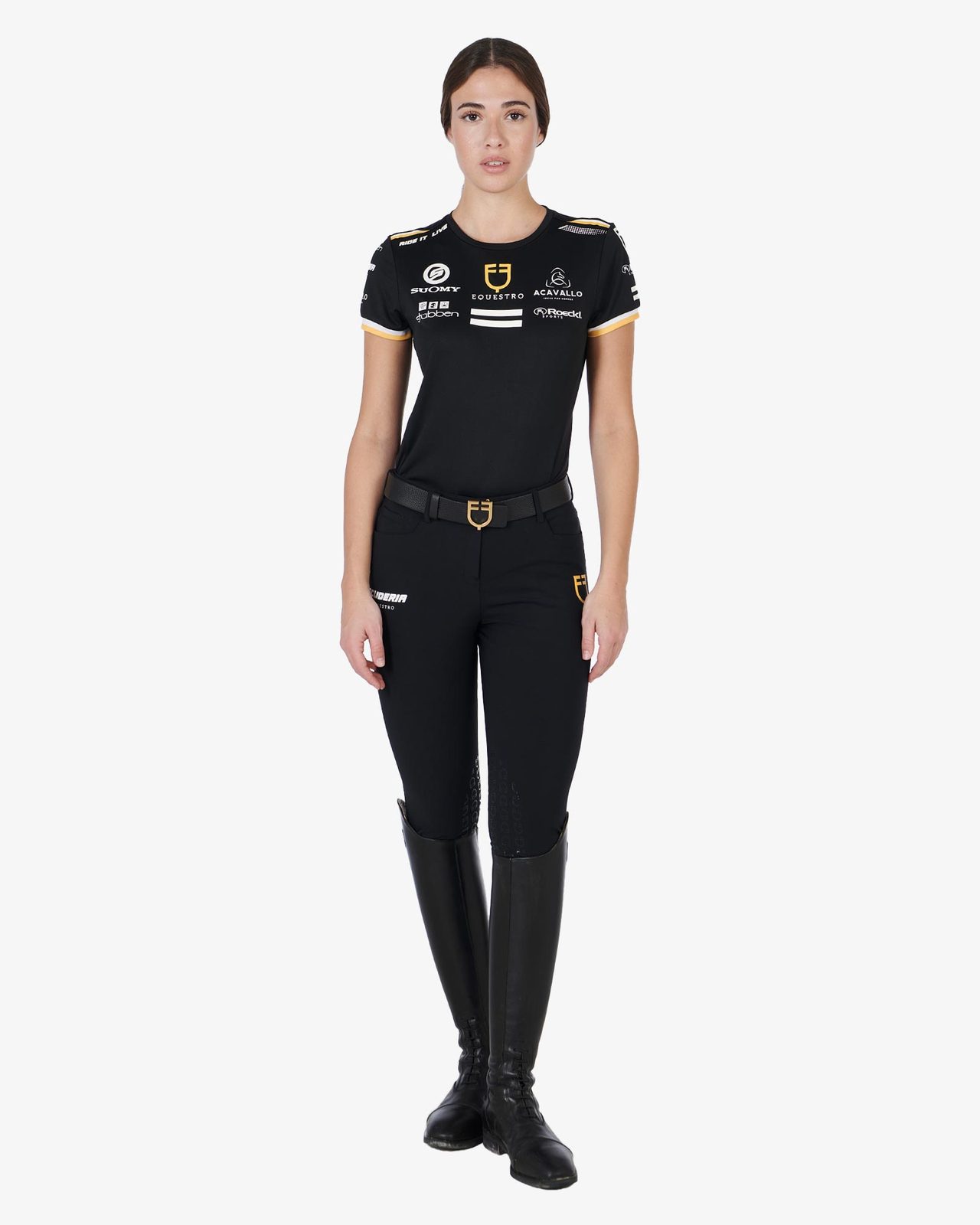 T-shirt donna multilogo tessuto tecnico